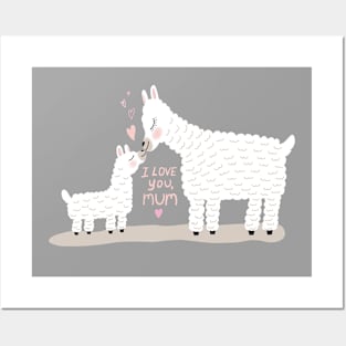 I love you mum Llamas mother and baby Posters and Art